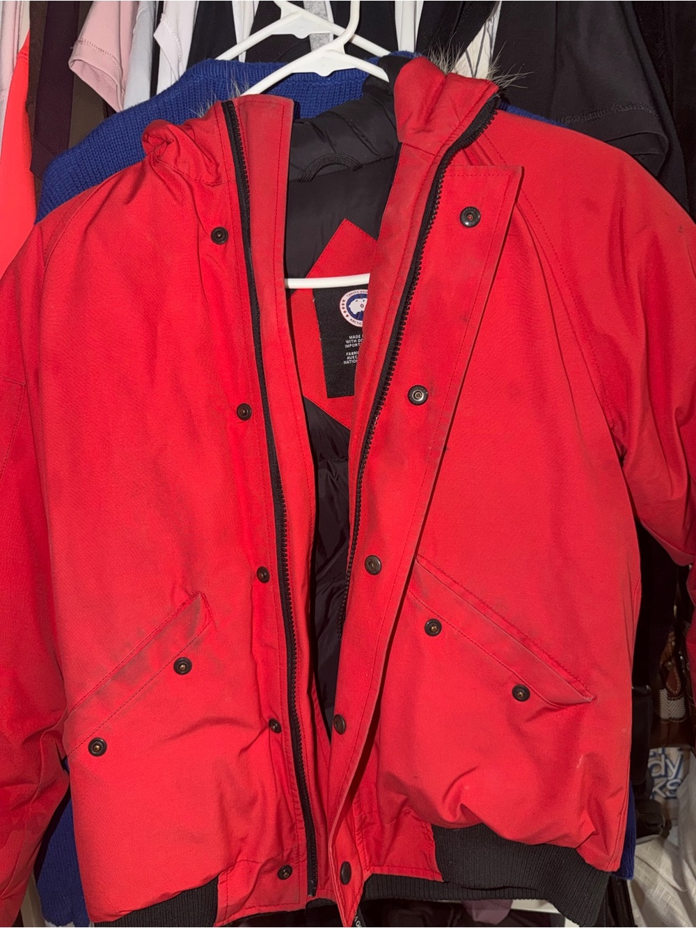 Canada Goose Red Men's Puffer Jacket with Hood